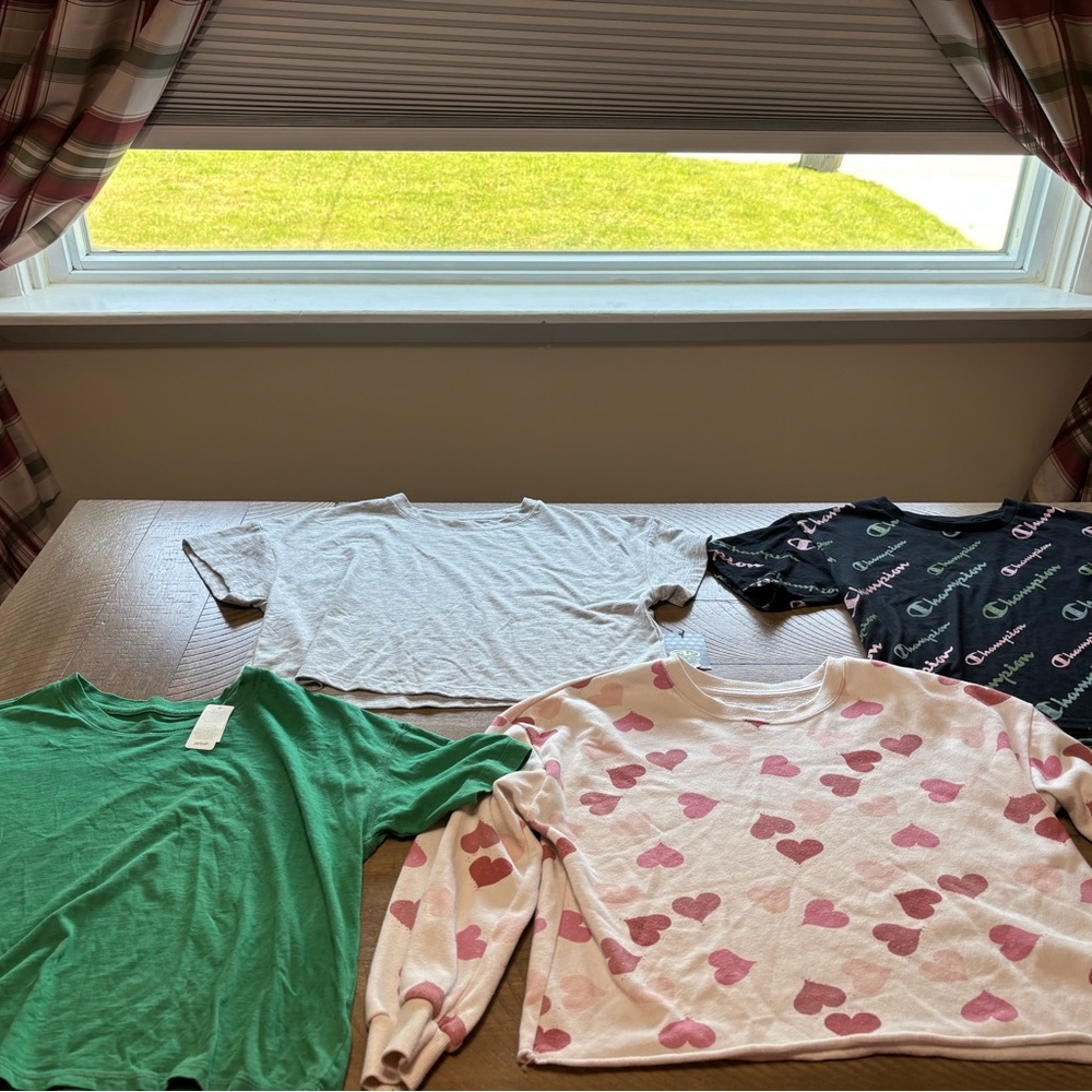 Heart Print and Logo T-Shirts Set